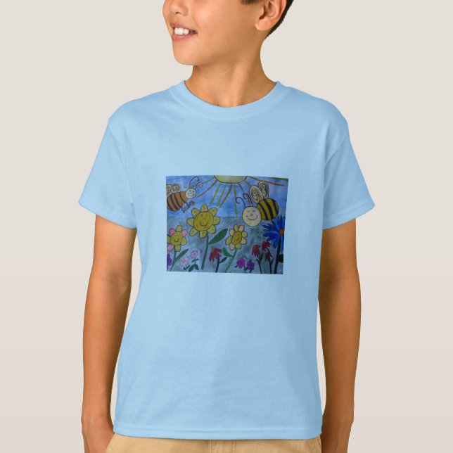 Honungsbin och blommor t shirt (Framsida)