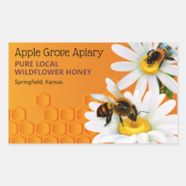 Honungsbin och Daisy Blommor Honung Burk Rektangulärt Klistermärke
