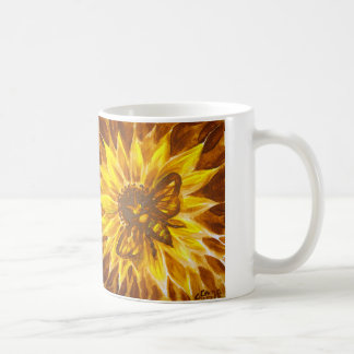 Honungsbin och gult blomma kaffemugg