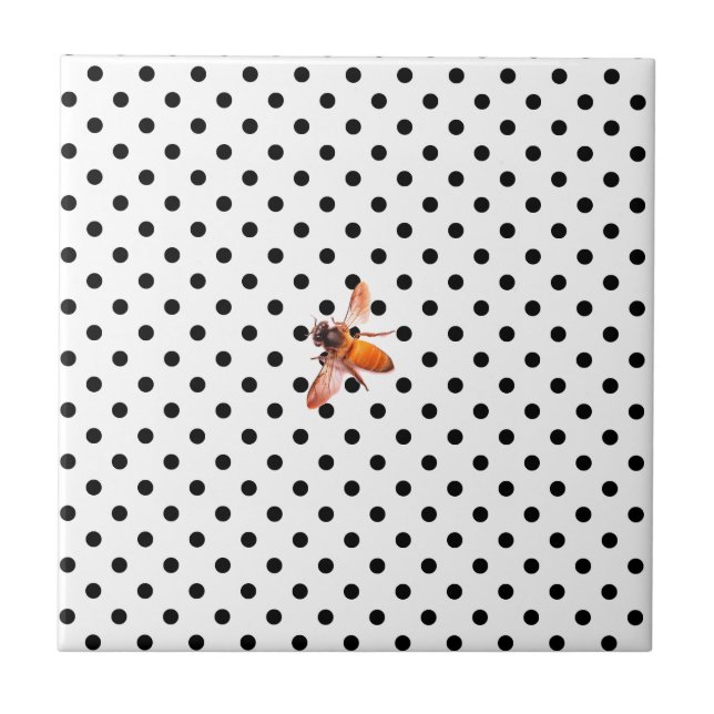 Honungsbin och polkapunkter kakelplatta (Framsidan)