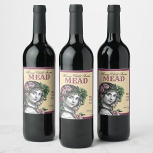 Honungsbin och Ro Mead Vinflaska Etikett