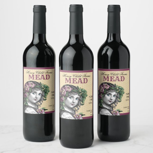 Honungsbin och Ro Mead Vinflaska Etikett (Flaskor)
