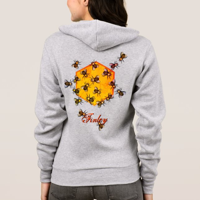 Honungsbin ・ Orangens Gult och grått ・ Anpassat na T Shirt (Baksida)