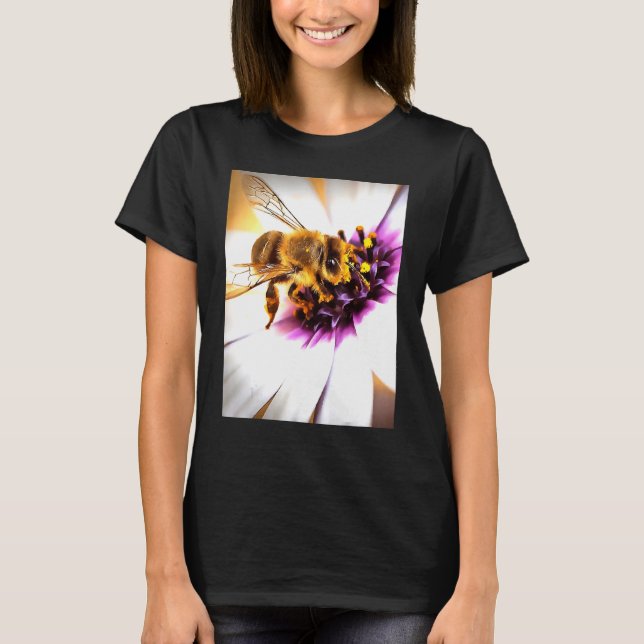 Honungsbin på afrikansk Daisy Akrylkonst T Shirt (Framsida)