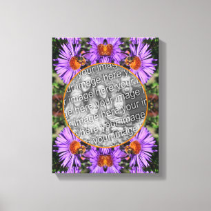 Honungsbin på Aster Flower Skapar ditt eget foto Canvastryck