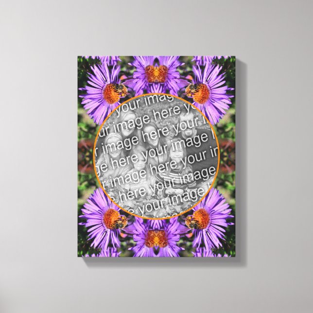 Honungsbin på Aster Flower Skapar ditt eget foto Canvastryck (Framsida)