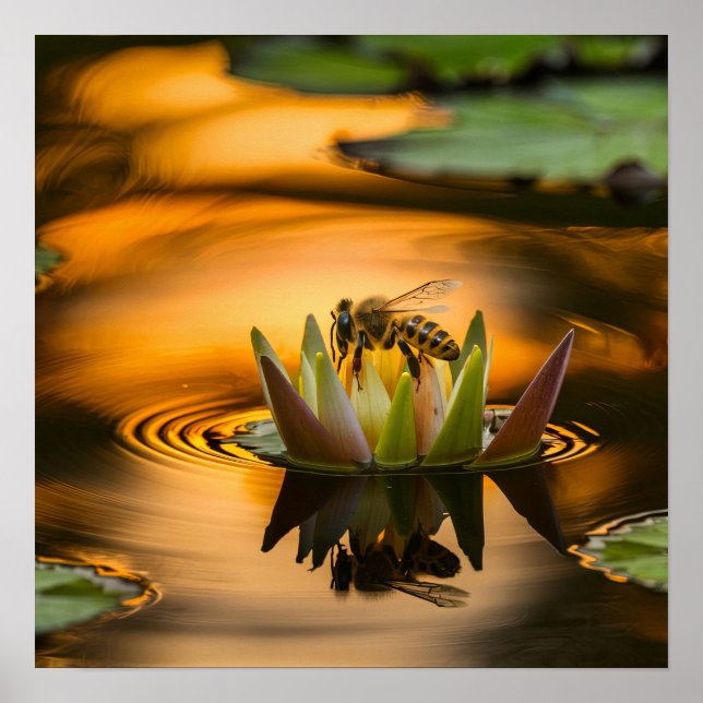 Honungsbin på blomman poster (Framsidan)