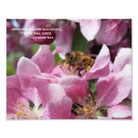 Honungsbin på Blommarna Crabapple med citat