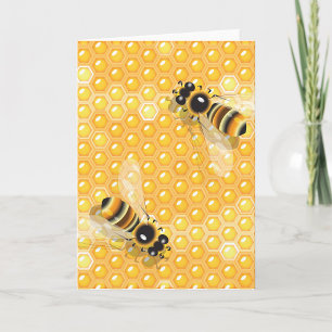Honungsbin på Bright Honeycomb Mönster Kort