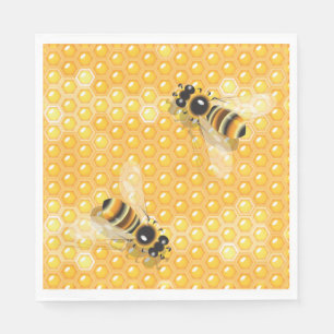 Honungsbin på Bright Honeycomb Mönster Pappersservett