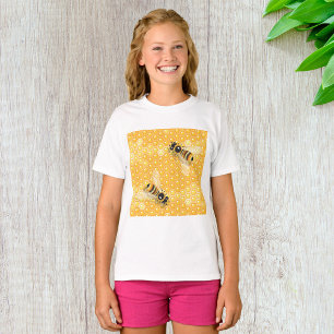 Honungsbin på Bright Honeycomb Mönster T Shirt