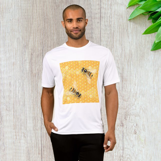 Honungsbin på Bright Honeycomb Mönster T Shirt (Skapare uppladdad)