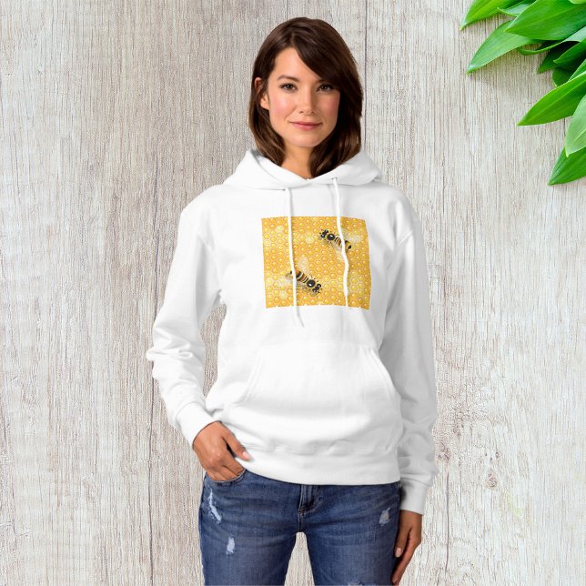 Honungsbin på Bright Honeycomb Mönster T Shirt (Skapare uppladdad)
