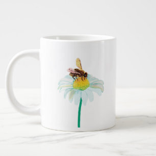 Honungsbin på en vit blomma jumbo mugg