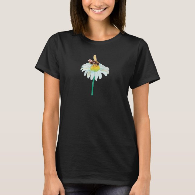 Honungsbin på en vit blomma t shirt (Framsida)