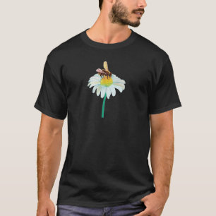 Honungsbin på en vit blomma t shirt