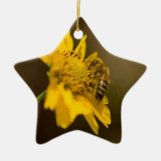 Honungsbin på Gult Flower Julgransprydnad Keramik