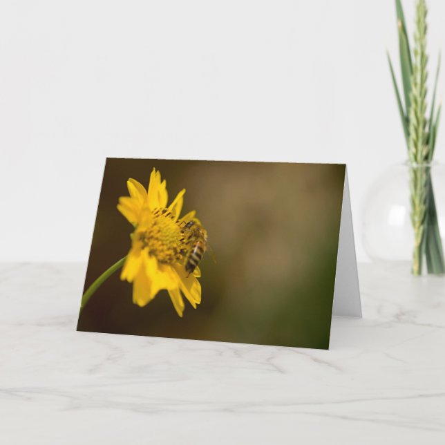 Honungsbin på Gult Flower Kort (Framsida)