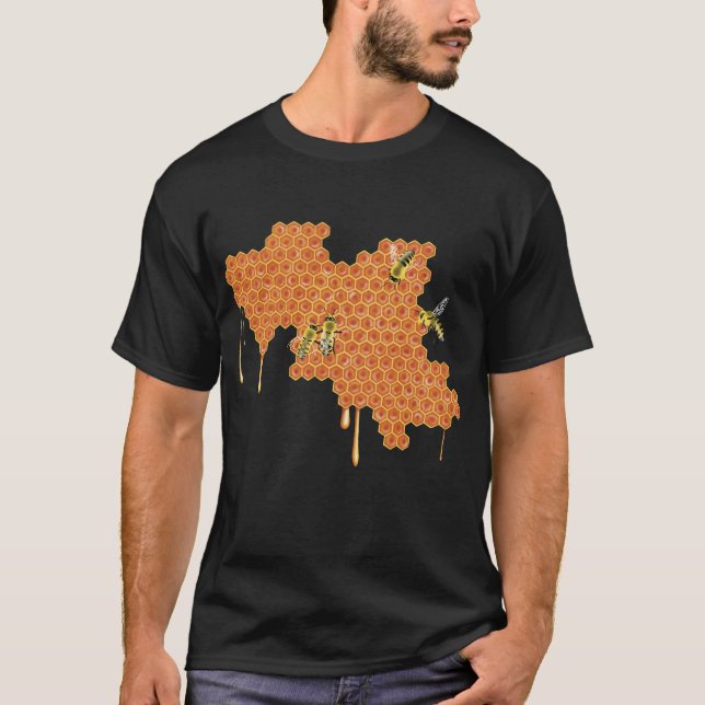 Honungsbin på Honeycomb, som kör honung, bin T Shirt (Framsida)