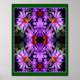 Honungsbin på Lila Aster Flower Abstrakt Poster