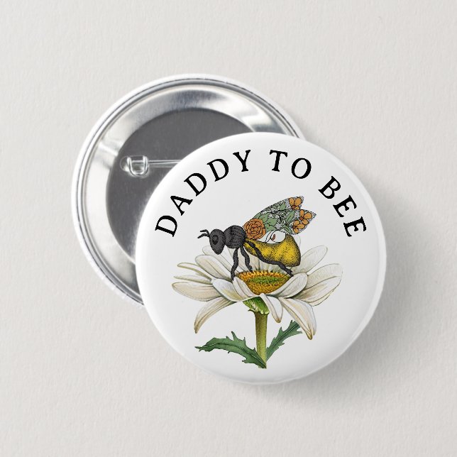 Honungsbin pappa till Bee Baby Shower-knapp | Bumb Knapp (Framsida & baksida)