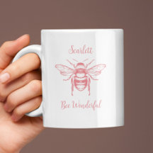 Honungsbin Rosa White Personalize Coffee Mugg