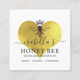 Honungsbin Skincare Gold Foil on White Business Ca Fyrkantigt Visitkort