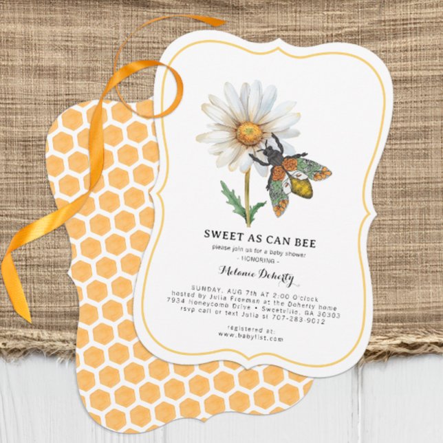 Honungsbin, som kan vara en inbjudan till babyskor (Simple Bee Baby Shower Invite)