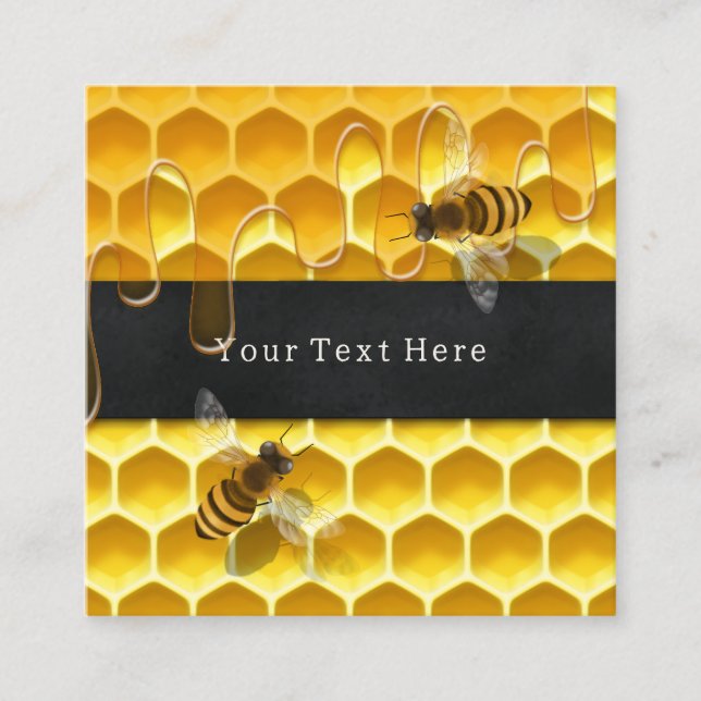 Honungsbin som ska köra Honeycomb Fyrkantigt Visitkort (Framsida)