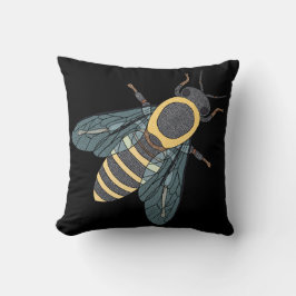 Honungsbin (svart) - Pillow Kudde
