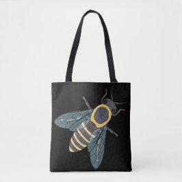 Honungsbin (svart singelfärg) - Tote Tygkasse