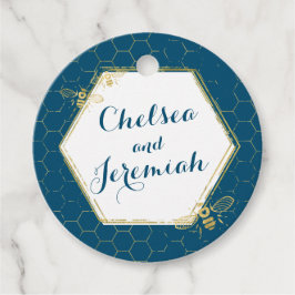 Honungsbin Teal Guld eget namn Bröllop Gåvor Etiketter