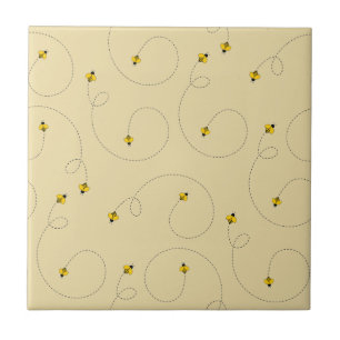 Honungsbin Waggle Dance Light Amber Guld Kakelplatta