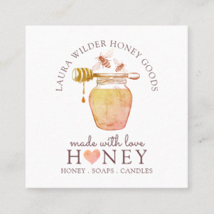 Honungsbisprodukter Watercolor Illustrated Logotyp Fyrkantigt Visitkort