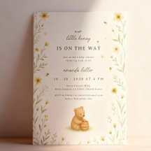 Honungsbjörn Blommigt Baby födelsedag