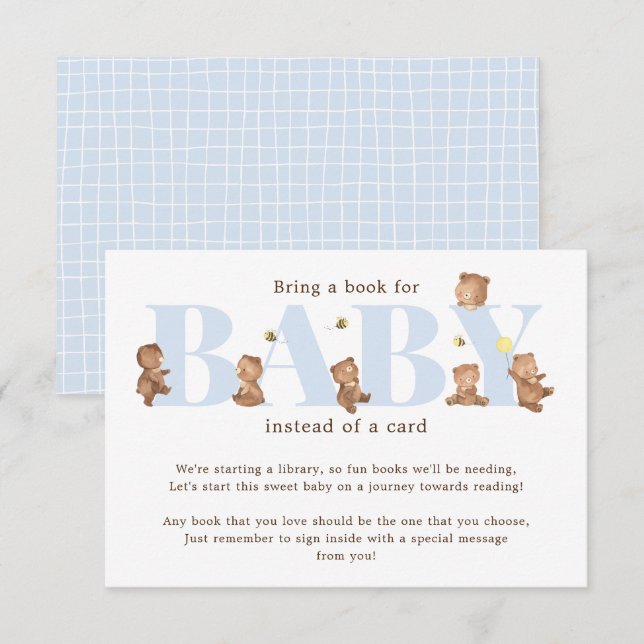Honungsbjörn Bok för Baby-kort Tilläggskort (Fram/baksida)