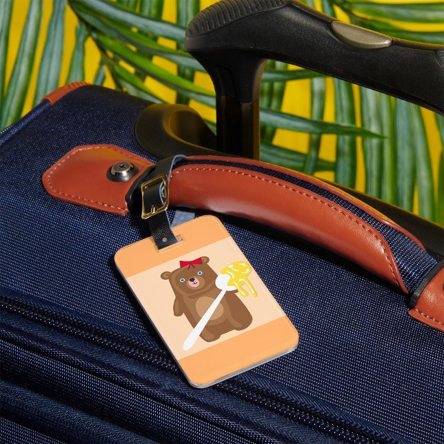 Honungsbjörn med saxskon och rött skägg bagagebricka (Skapare uppladdad)