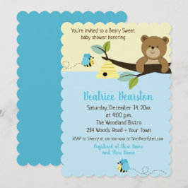 Honungsbjörn och Boy Humla Baby Shower Inbjudan
