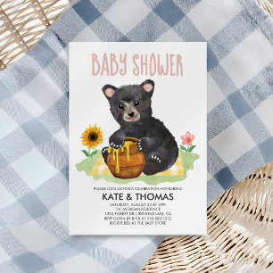 Honungsbjörn Unge Picnic Baby Shower Inbjudningar