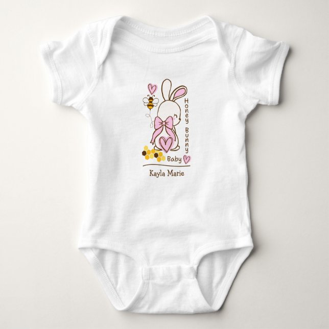 HonungsBunny Baby - Anpassningsbar 1-Biet Baby-kos T Shirt (Framsida)