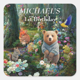 HonungsBunny och Boo Bear Fyrkantigt Klistermärke