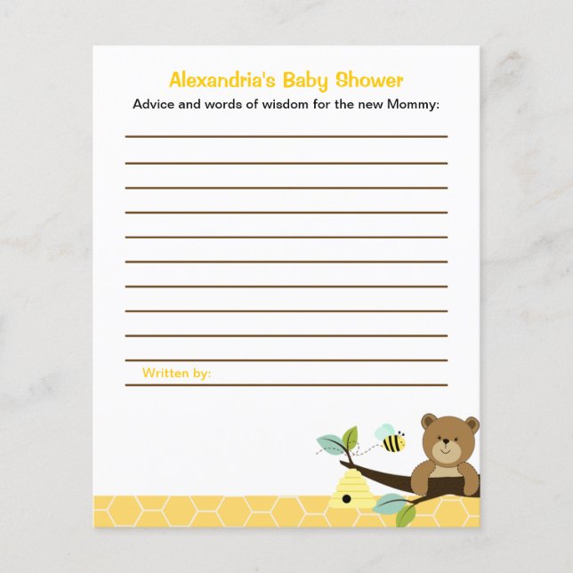 Honungsburna Anpassningsbar Flyer Baby Shower Adap (Framsida)