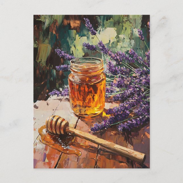 Honungsdipper och Lavender Scenia Vykort (Framsida)