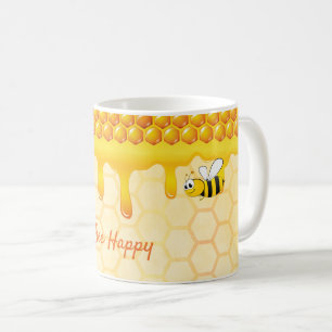 Honungsdroppar av honung från lycklig, honung från kaffemugg