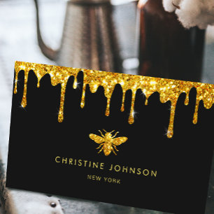 honungsdroppar faux guld glitter bi visitkort