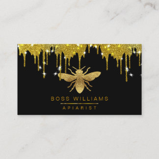 Honungsdroppar Guld Faux Bee Glitter Visitkort