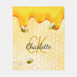 Honungsdroppmonogram för bikakor fleecefilt