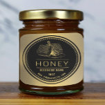 Honungsetikett Black Guld | Honung Logotyp Fyrkantigt Klistermärke<br><div class="desc">Honungsetikett svart guld| Honung Logotyp</div>