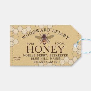 Honungsetikett med näringsfakta Honeycomb-Gult Presentetikett