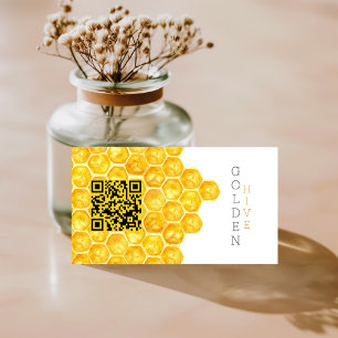 Honungsgård QR-kod Honung Comb Modern Simple Visitkort